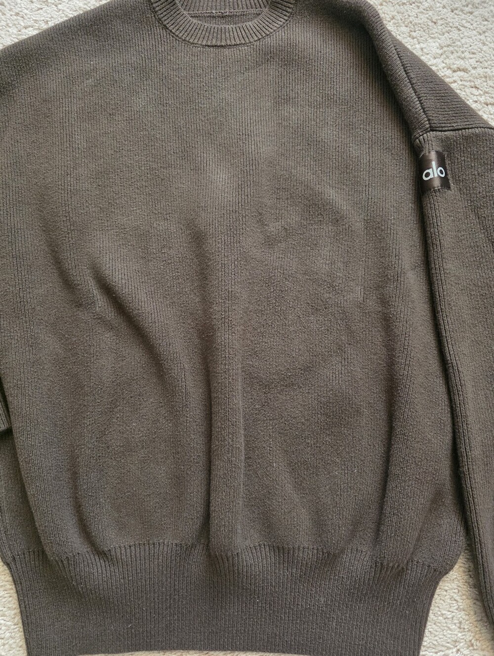 Alo Yoga Scholar Crewneck Sweater Brown Small